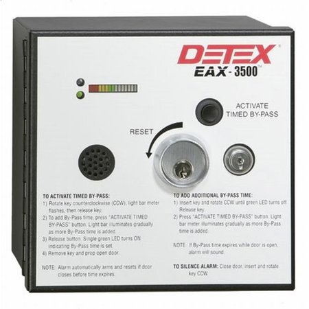 DETEX 24VAC/DC Hardwired Timed Bypass Exit Alarm with Rechargeable Battery with Mortise Cylinder EAX3500MC65
